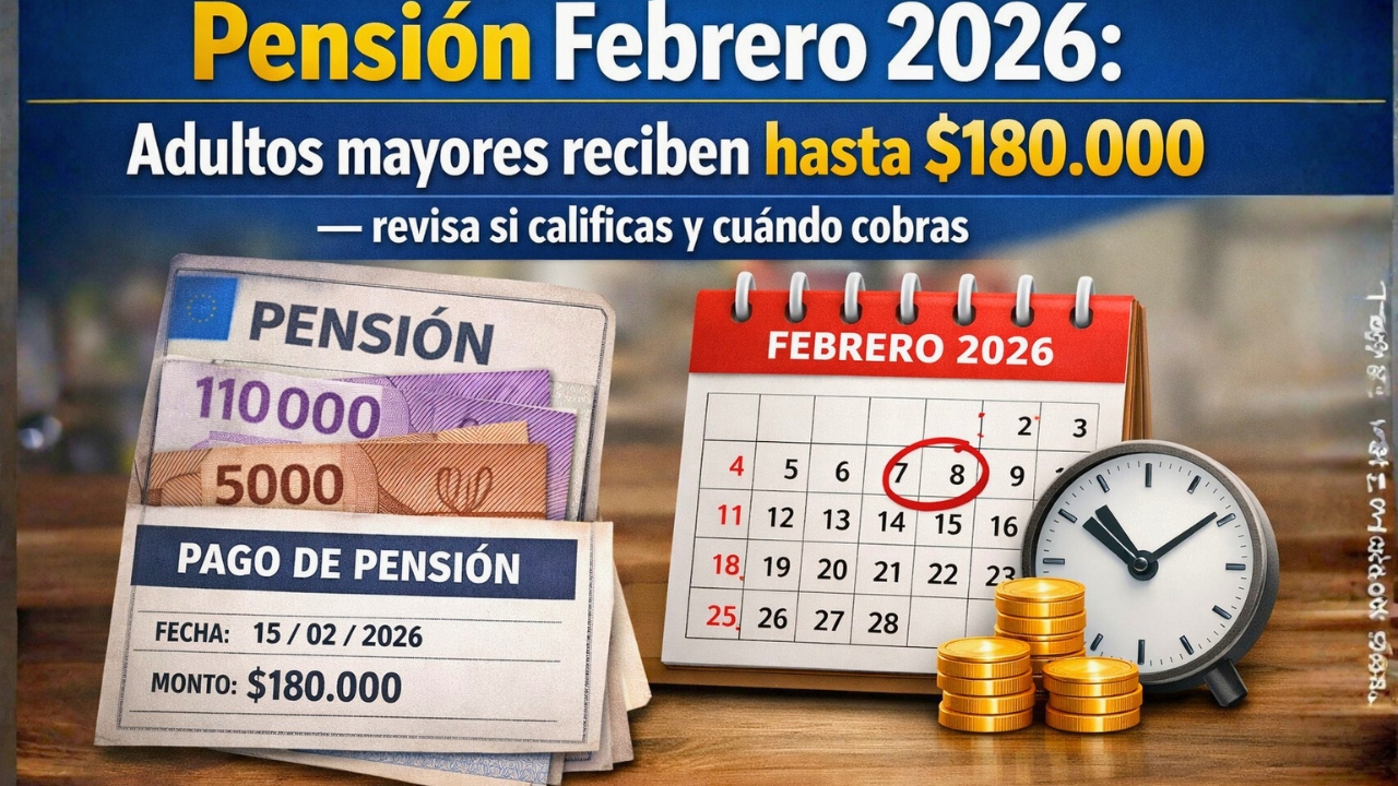 Pensión Febrero 2026: Adultos mayores reciben hasta $180.000 — revisa si calificas y cuándo cobras