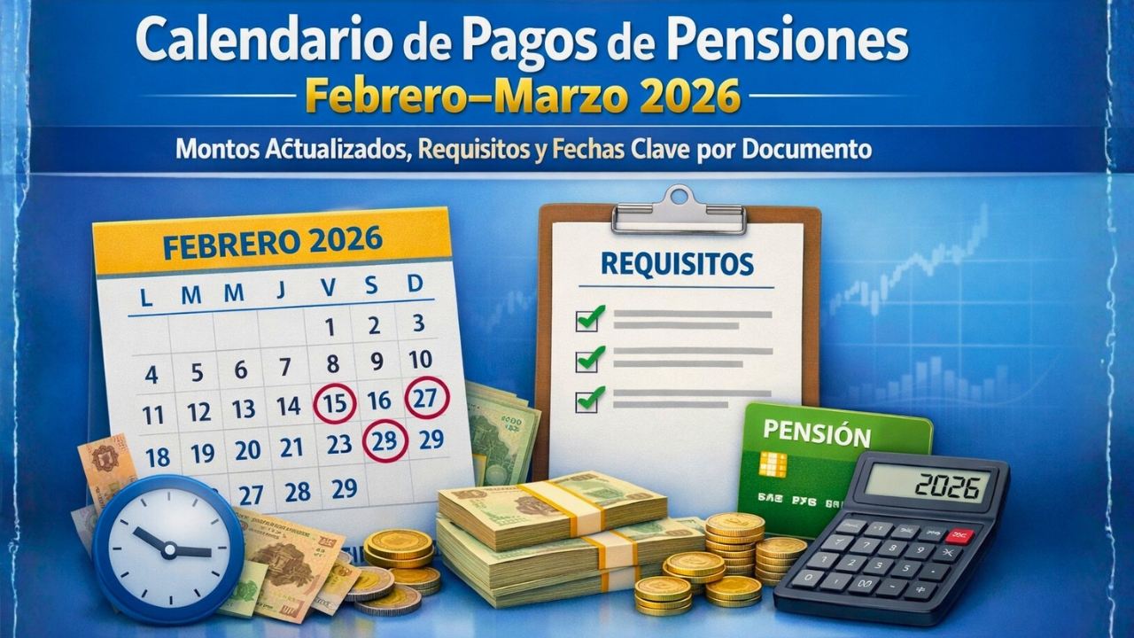 Calendario de Pagos de Pensiones Febrero–Marzo 2026: montos actualizados, requisitos y fechas clave por documento