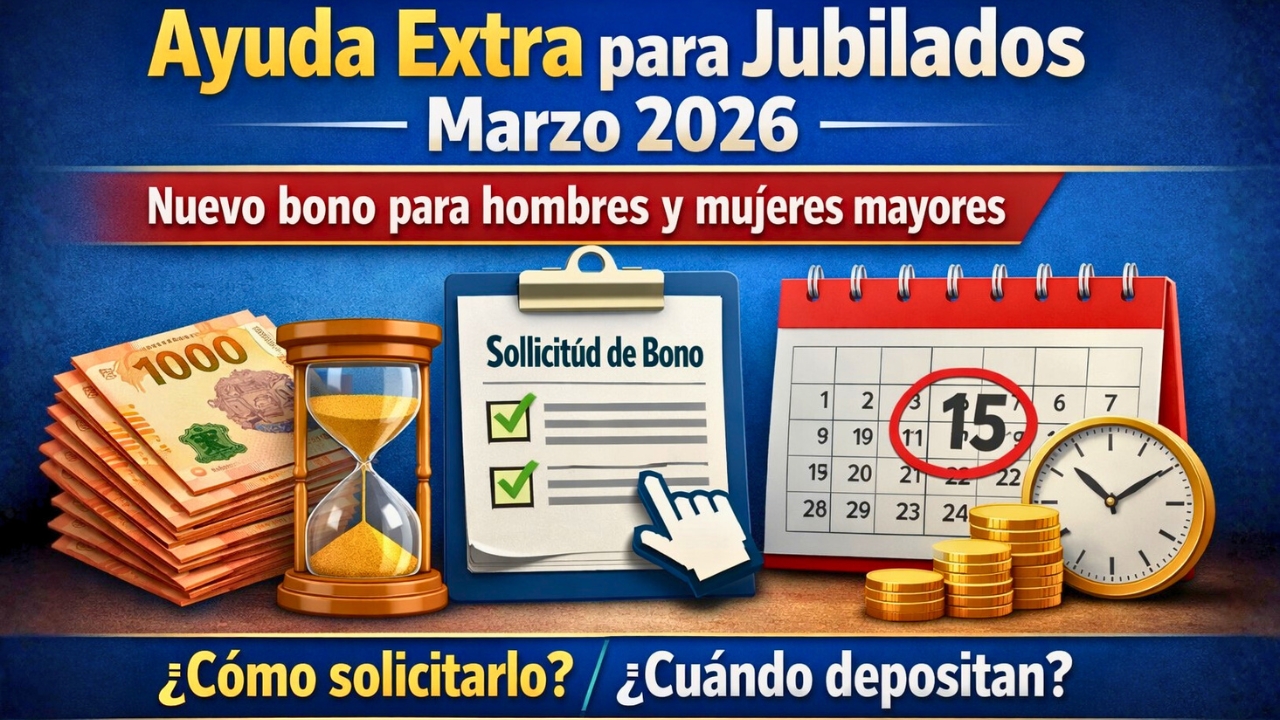 Ayuda Extra para Jubilados Marzo 2026: nuevo bono para hombres y mujeres mayores, cómo solicitarlo y cuándo depositan